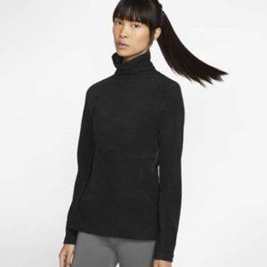 Nike Women's Pro Hyperwarm Velour Top Pullover Thermal Black Large